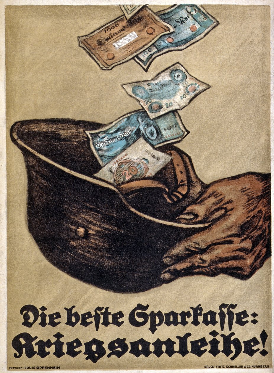ملصق القرض الحربي الألماني WW1 ، Die Beste Sparkasse: Kriegsanleihe! ، c.1914-18 بواسطة لويس أوبنهايم