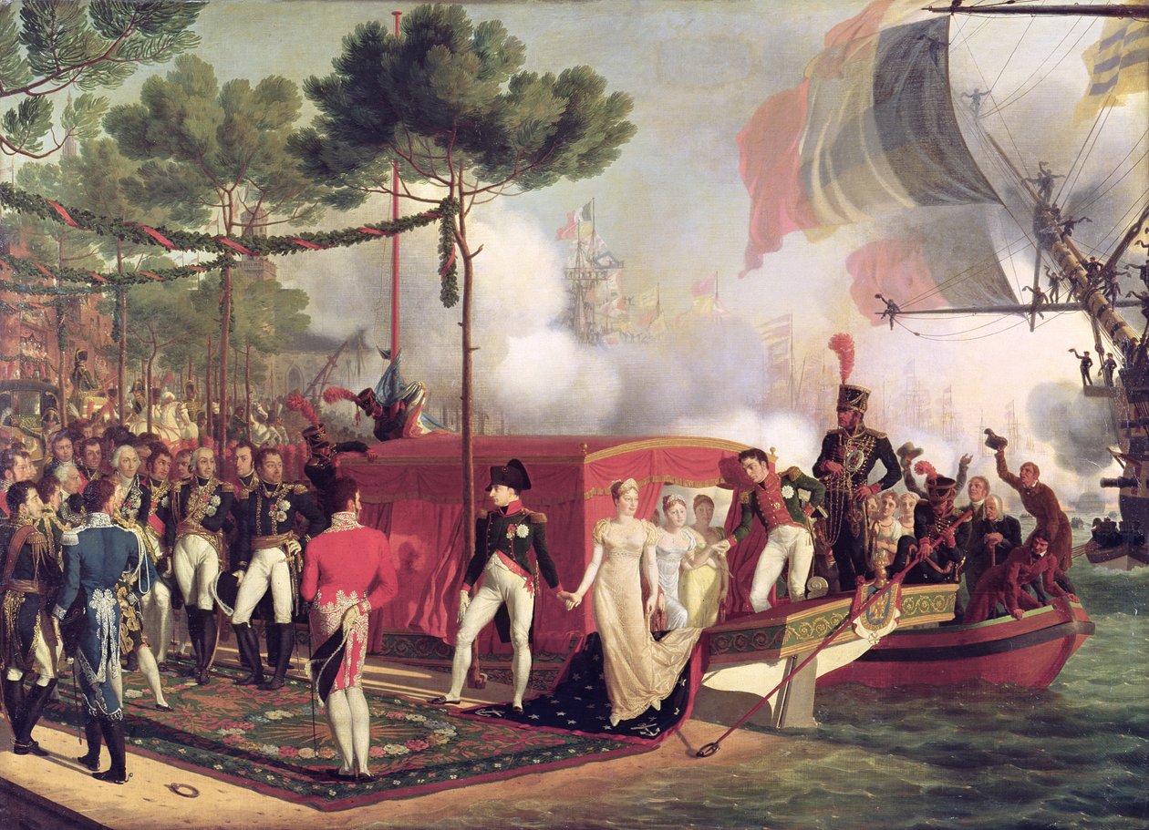 نابليون الأول (1769-1821) وماري لويز (1791-1847) النزول في أنتويرب ، 1810 بواسطة لويس فيليب كريبين