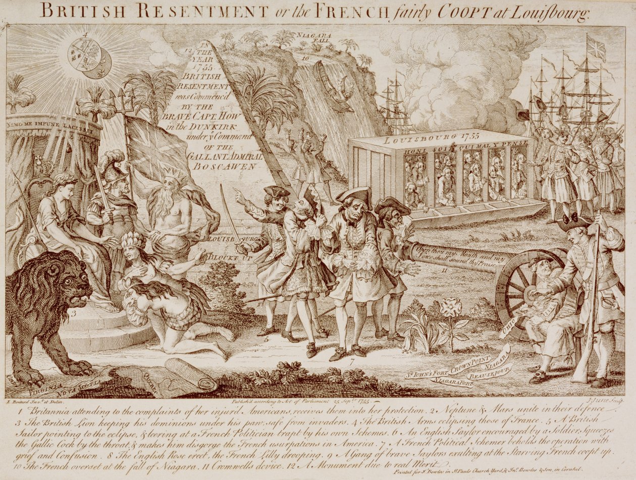 الاستياء البريطاني أو التعاون الفرنسي إلى حد ما في لويسبورغ ، تم نشره في 25 سبتمبر 1755 (انظر أيضًا 251585) بواسطة لويس فيليب بعد Boitard