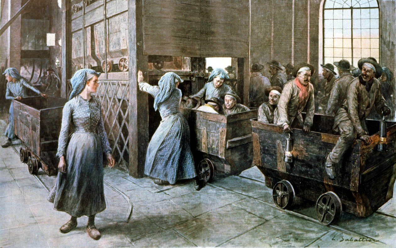 عمال المناجم ، c.1900 بواسطة لويس ريمي ساباتييه