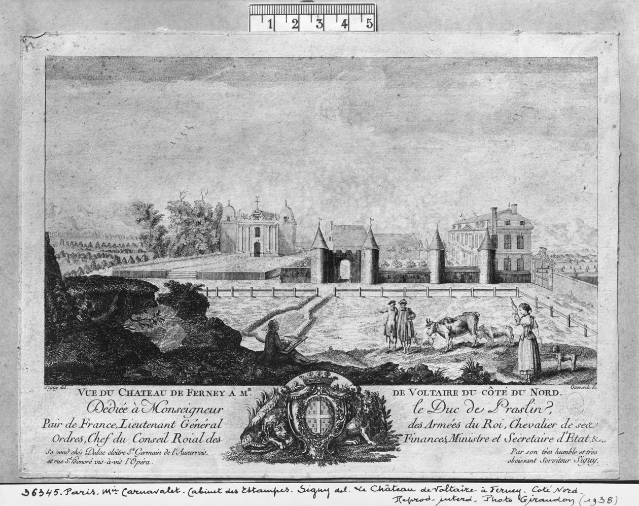 منزل فولتير في فيرني ، الجانب الشمالي ، محفور من قبل فرانسوا ، ماريا ، إيزيدور كوفيردو (1748-1777) بواسطة لويس سيني