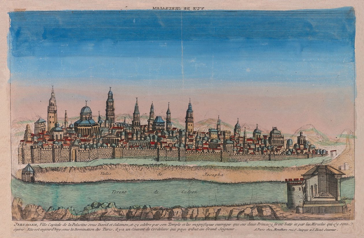 منظر للقدس ، 1770 (نقش يدوي) بواسطة لويس جوزيف موندار