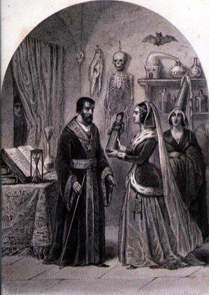 عميل يزور ساحرًا ، نقش بواسطة Philibert Langlois (fl.c 1834-9) (نقش) بواسطة لويس (بعد) ماركيل