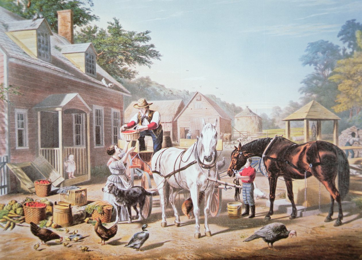 American Scenes: Preparing for Market, published by N. Currier بواسطة لويس (بعد) ميسون