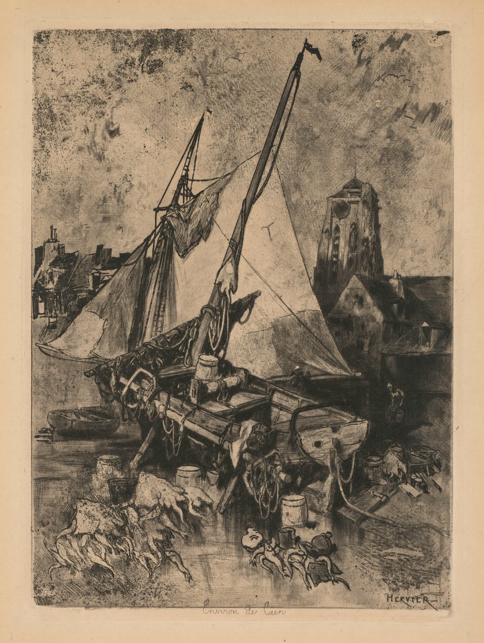 قوارب الصيد ، نورماندي إنفيرون دي كاين ، ج. 1862-1864. بواسطة لويس أدولف هيرفييه