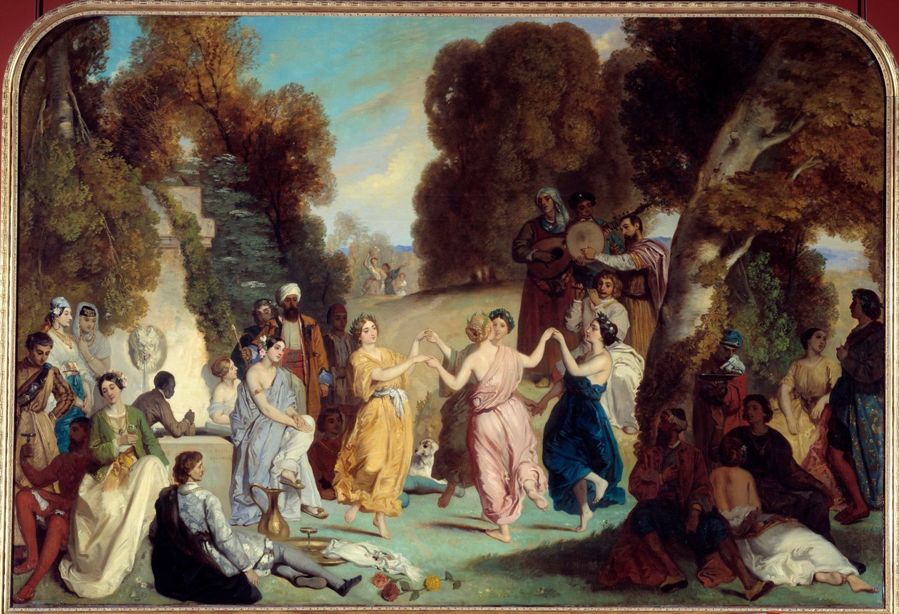 La danse des Muses لوحة لويس بولانجر (1806-1867) 1851 صن. 2،2x3،25 م باريس ، متحف كارنافالي بواسطة لويس بولانجر