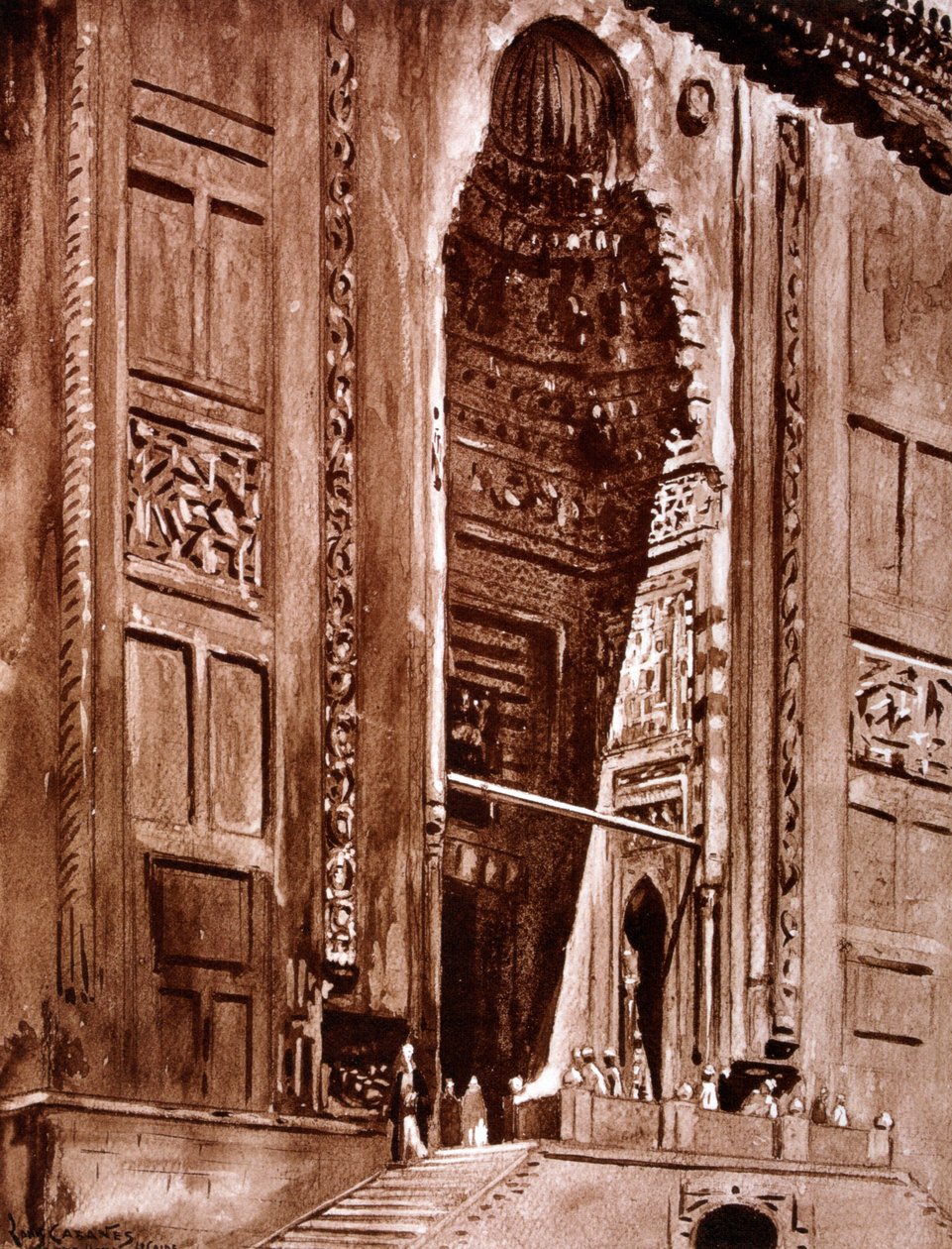 مدخل جامع السلطان حسن 1928 بواسطة لويس كابانيس