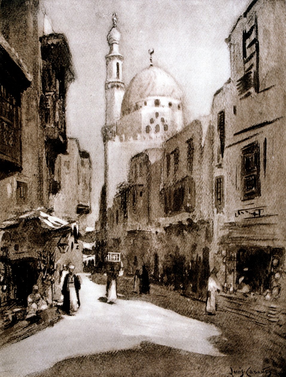 الشارع القديم في ضوء الشمس ، القاهرة ، مصر ، 1928 بواسطة لويس كابانيس