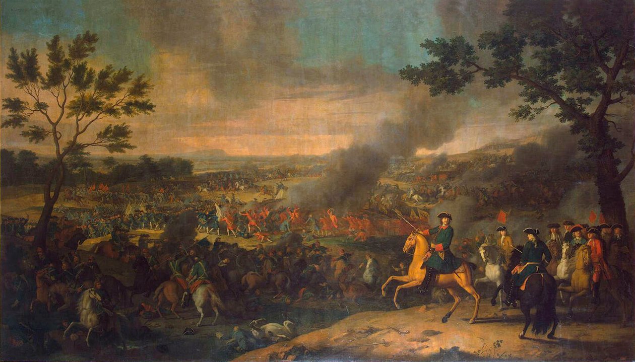 معركة بولتافا في 27 يونيو 1709 ، 1717-1718. بواسطة لويس كارافاكي