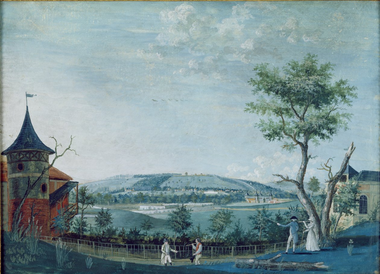 الإرميتاج والقلعة القديمة في الحديقة في Le Raincy ، 1754-93 بواسطة لويس كاروجيس ديت كارمونتيل