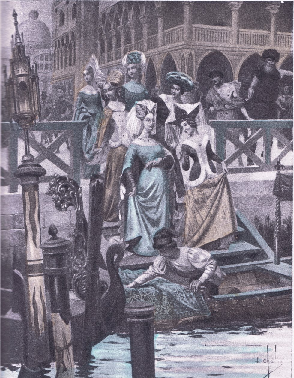 الأوز الأخضر ، رسم توضيحي من Decameron of Boccaccio نشرته Navarre Society 1930 (litho) بواسطة لويس شالون