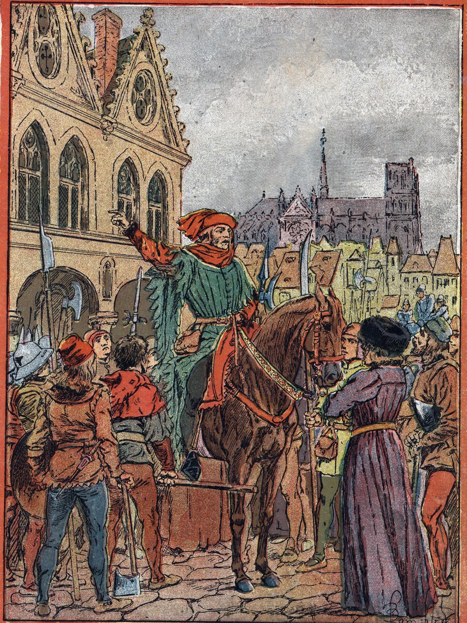 استحوذ Etienne Marcel، prevot des marchands (1315-1358) على Maison des Pillars في Place de Greve في يوليو 1357 (اشترى السياسي Etienne Marcel ، عميد تجار باريس ما يسمى Maison aux Pillars ("House of Pillars") باسم ر بواسطة تفجير لويس تشارلز