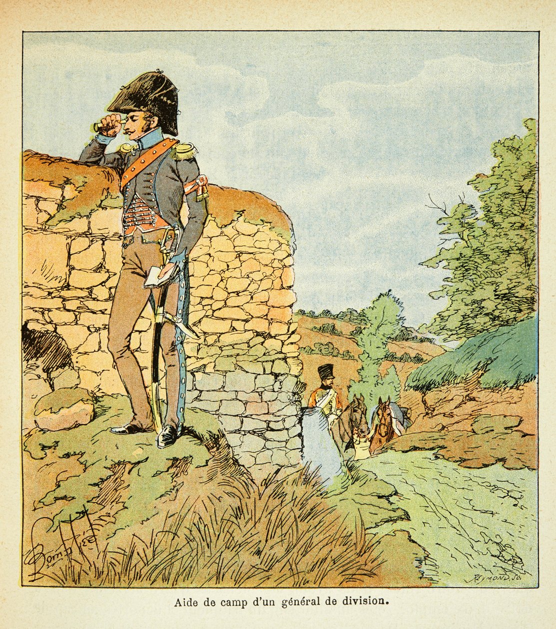 رسم إيضاحي لبومبلد لويس (1862-1927) من كتاب "ذكرى سانت هيلين" للكونت إيمانويل دي لاس قضايا (1766-1842): مساعد معسكر لفرقة عامة في الجيش الفرنسي ، مجموعة خاصة بواسطة تفجير لويس تشارلز