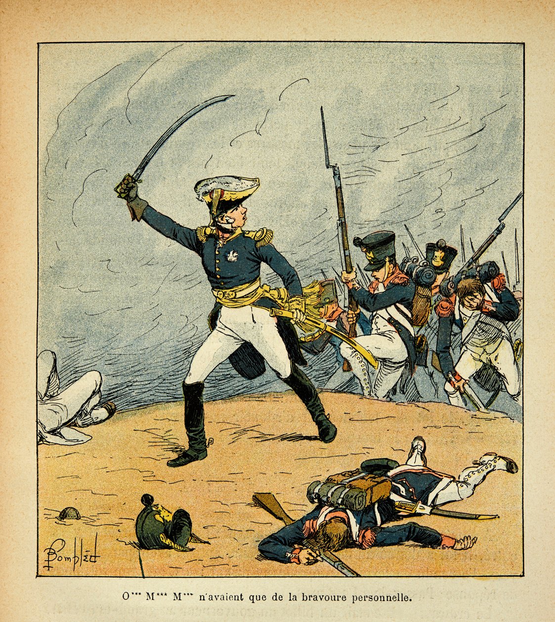 رسم إيضاحي لبومبلد لويس (1862-1927) من كتاب "ذكرى القديسة هيلين" بقلم الكونت إيمانويل دي لاس (1766-1842): مسؤول عام على رأس قواته ، مجموعة خاصة بواسطة تفجير لويس تشارلز