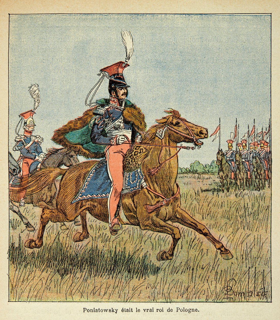 رسم إيضاحي لبومبلد لويس (1862-1927) من كتاب "ذكرى القديسة هيلين" بقلم الكونت إيمانويل دي لاس (1766-1842): ماريشال جوزيف أنتوني بوناتوفسكي (1763-1813) قبل قواته ، مجموعة خاصة بواسطة تفجير لويس تشارلز