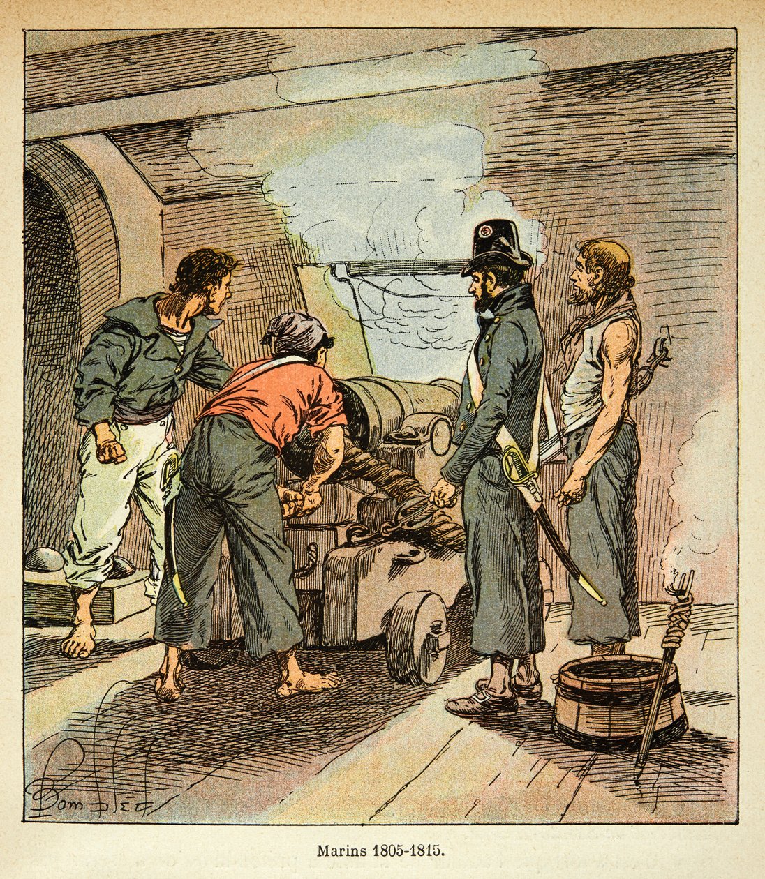 رسم إيضاحي لبومبلد لويس (1862-1927) من كتاب "ذكرى سانت هيلين" للكونت إيمانويل دي لاس حالات (1766-1842): البحارة الفرنسيون بين 1805 و 1815 ، مجموعة خاصة بواسطة تفجير لويس تشارلز