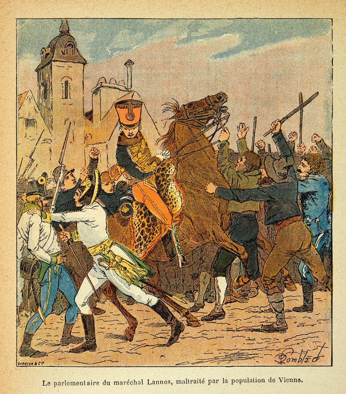 رسم إيضاحي لبومبلد لويس (1862-1927) من كتاب "نصب تذكاري لسانت هيلين" للكونت إيمانويل دي لاس قضايا (1766-1842): عضو البرلمان ماريشال لانز أساء معاملة سكان فيينا ، مجموعة خاصة بواسطة تفجير لويس تشارلز