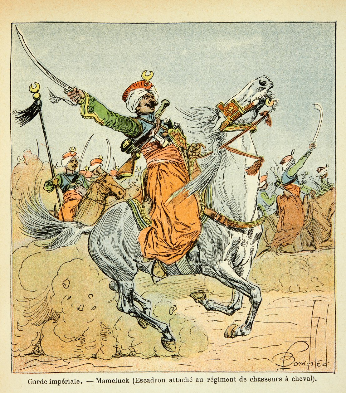 رسم إيضاحي لبومبلد لويس (1862-1927) من كتاب "ذكرى القديسة هيلين" للكونت إيمانويل دي لاس (1766-1842): مملوك الحرس الإمبراطوري ، مجموعة خاصة بواسطة تفجير لويس تشارلز