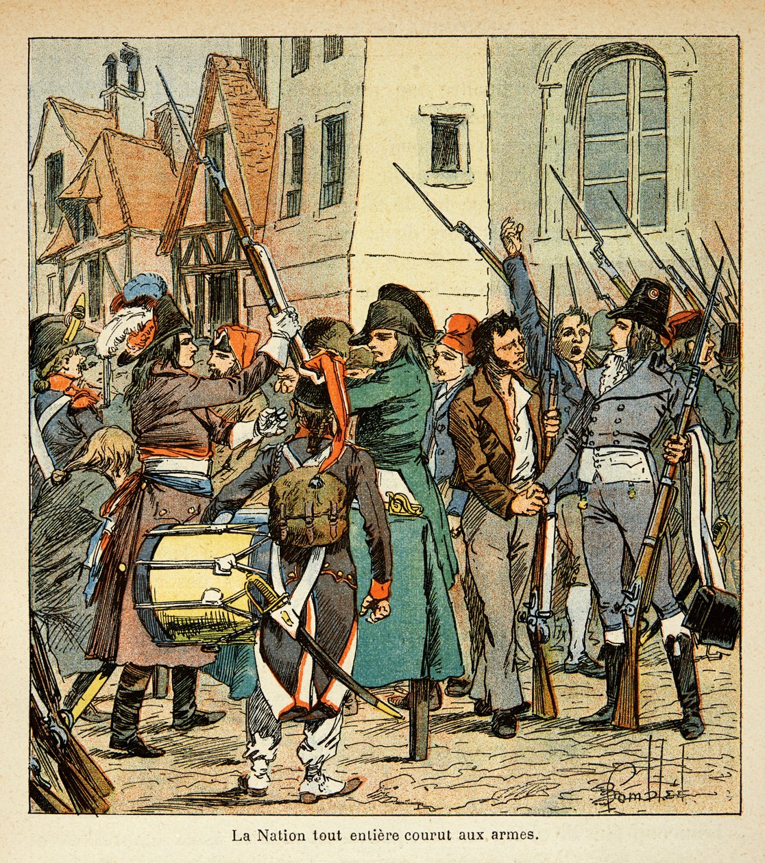 رسم إيضاحي لبومبلد لويس (1862-1927) من كتاب "ذكرى القديسة هيلين" للكونت إيمانويل دي لاس قضايا (1766-1842): ركضت الأمة بأكملها في مواجهة المجموعة الإنجليزية الخاصة بواسطة تفجير لويس تشارلز