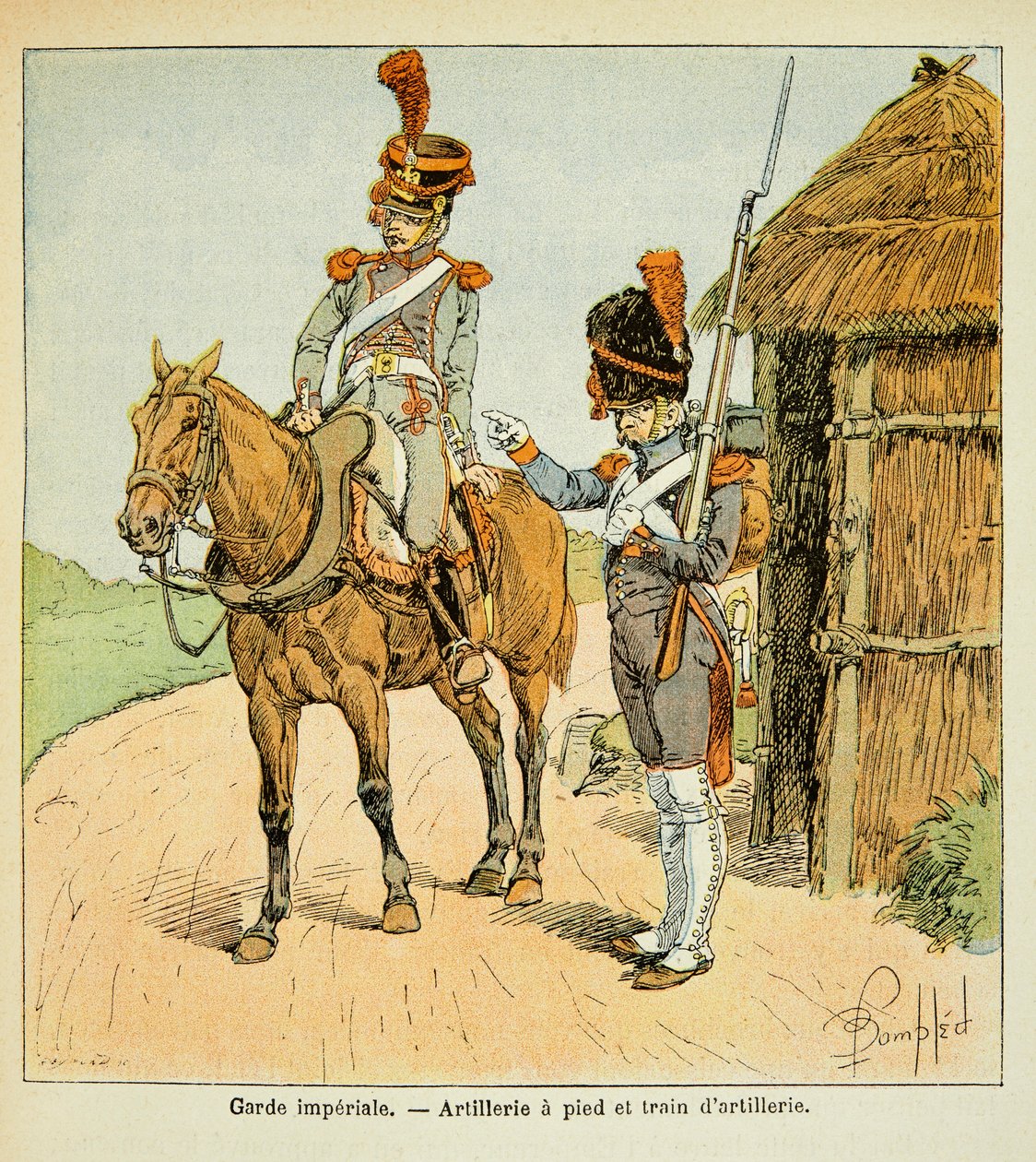 رسم توضيحي للويس بومبلد (1862-1927) من كتاب "ذكرى سانت هيلين" للكونت إيمانويل دي لاس (1766-1842): الحرس الإمبراطوري: المدفعية سيرًا على الأقدام وقطار المدفعية ، مجموعة خاصة بواسطة تفجير لويس تشارلز