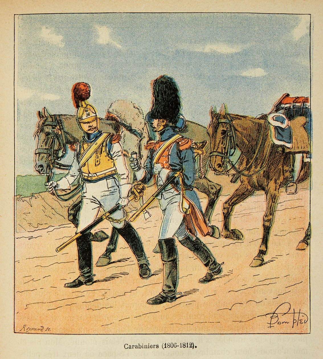 رسم إيضاحي للويس بومبلد (1862-1927) من كتاب "ذكرى القديسة هيلين" للكونت إيمانويل دي لاس حالات (1766-1842): كارابينييرز (1806-1812) ، مجموعة خاصة بواسطة تفجير لويس تشارلز
