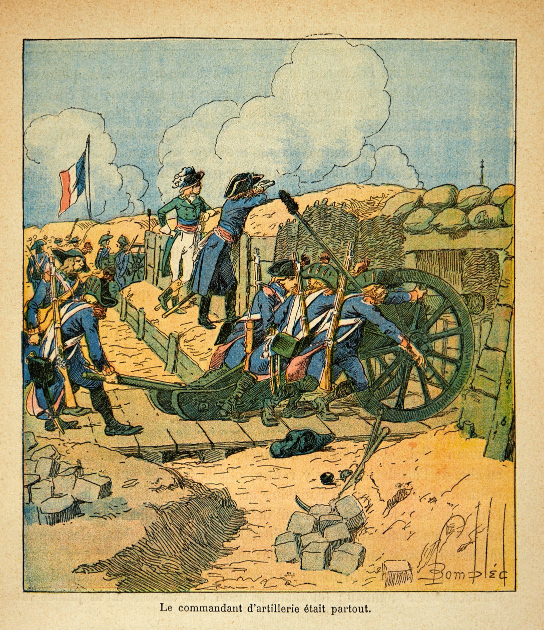 رسم إيضاحي للويس بومبلد (1862-1927) من كتاب "ذكرى القديسة هيلين" للكونت إيمانويل دي لاس (1766-1842): نابليون بونابرت في مقر تولون عام 1793 ، مجموعة خاصة بواسطة تفجير لويس تشارلز
