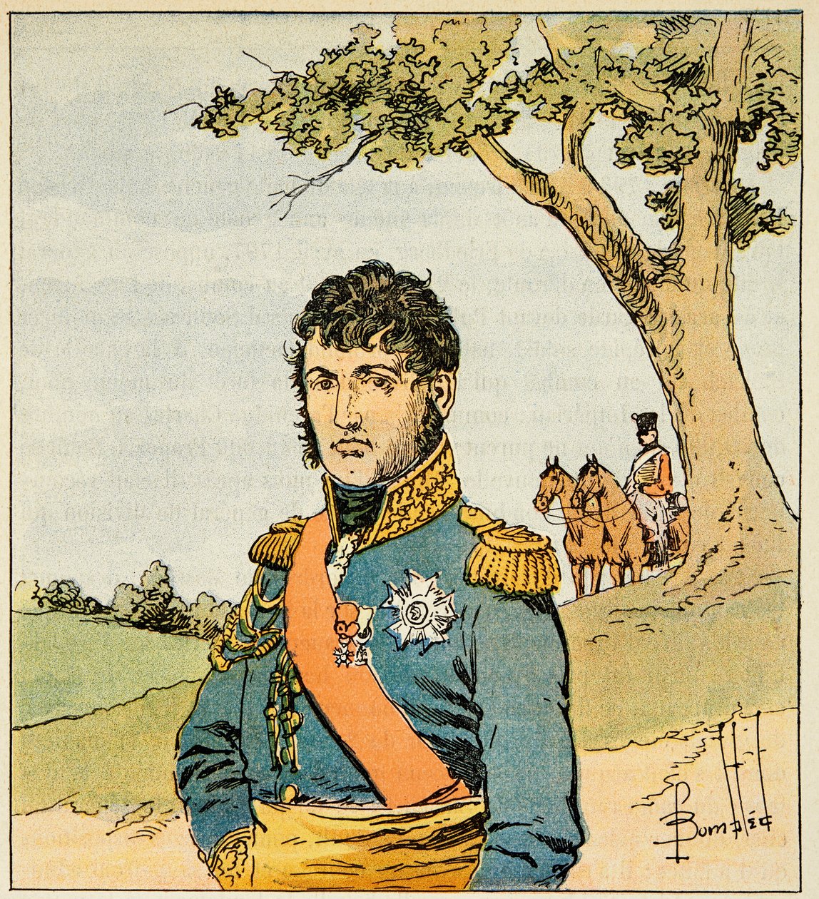 رسم إيضاحي للويس بومبلد (1862-1927) من كتاب "ذكرى القديسة هيلين" بقلم الكونت إيمانويل دي لاس (1766-1842): صورة للماريشال جان دي ديو سولت (1769-1851) ، دوق دالماتيا ، خاص مجموعة بواسطة تفجير لويس تشارلز