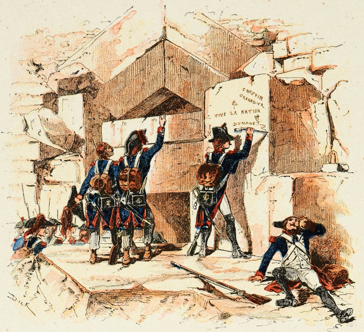 رسم توضيحي مأخوذ من كتاب "Les heros du Siecle" ، وهو روايات قصصية كتبها ديك دي لونلاي ورسمها لويس بومبلد (1862-1927) بواسطة تفجير لويس تشارلز