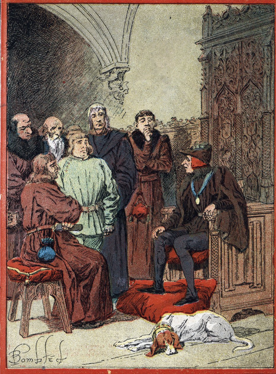 King Louis XII of France (1462-1515) receiving the bourgeois of Paris in the parloir aux bourgeois, first city hall of Paris on 26/11/1514 (King of France Louis XII receives in the “” Parlour of Burgesses””, first city hall of Paris the representants of th بواسطة تفجير لويس تشارلز
