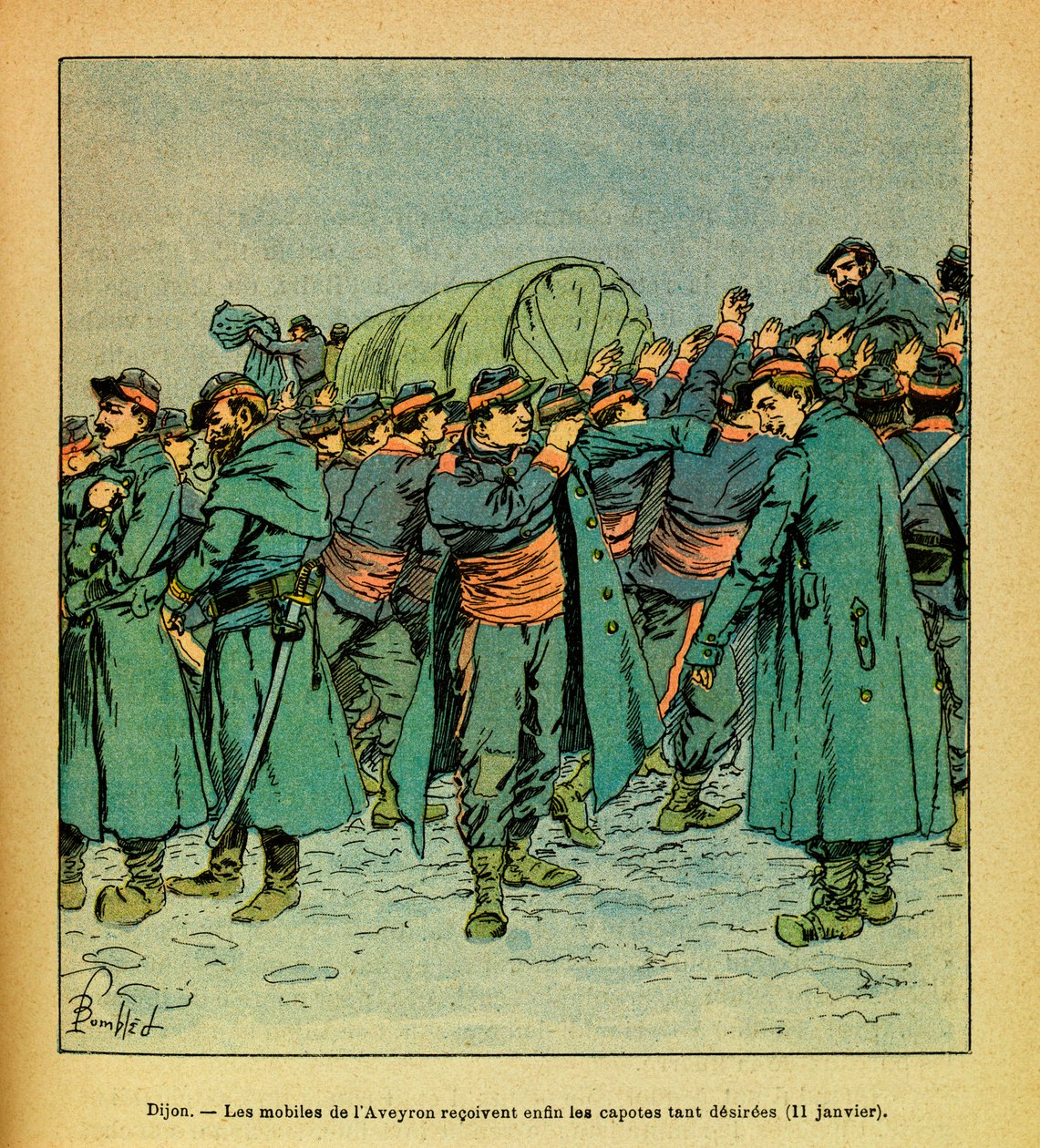 L'Armee de l'Est بواسطة Eugene Sergeant ، dit Grenest ، موضح بواسطة Louis Bombled (1862-1927) (الحرب الفرنسية الألمانية ؛ حملة 1870-1871): في 11 يناير بواسطة تفجير لويس تشارلز