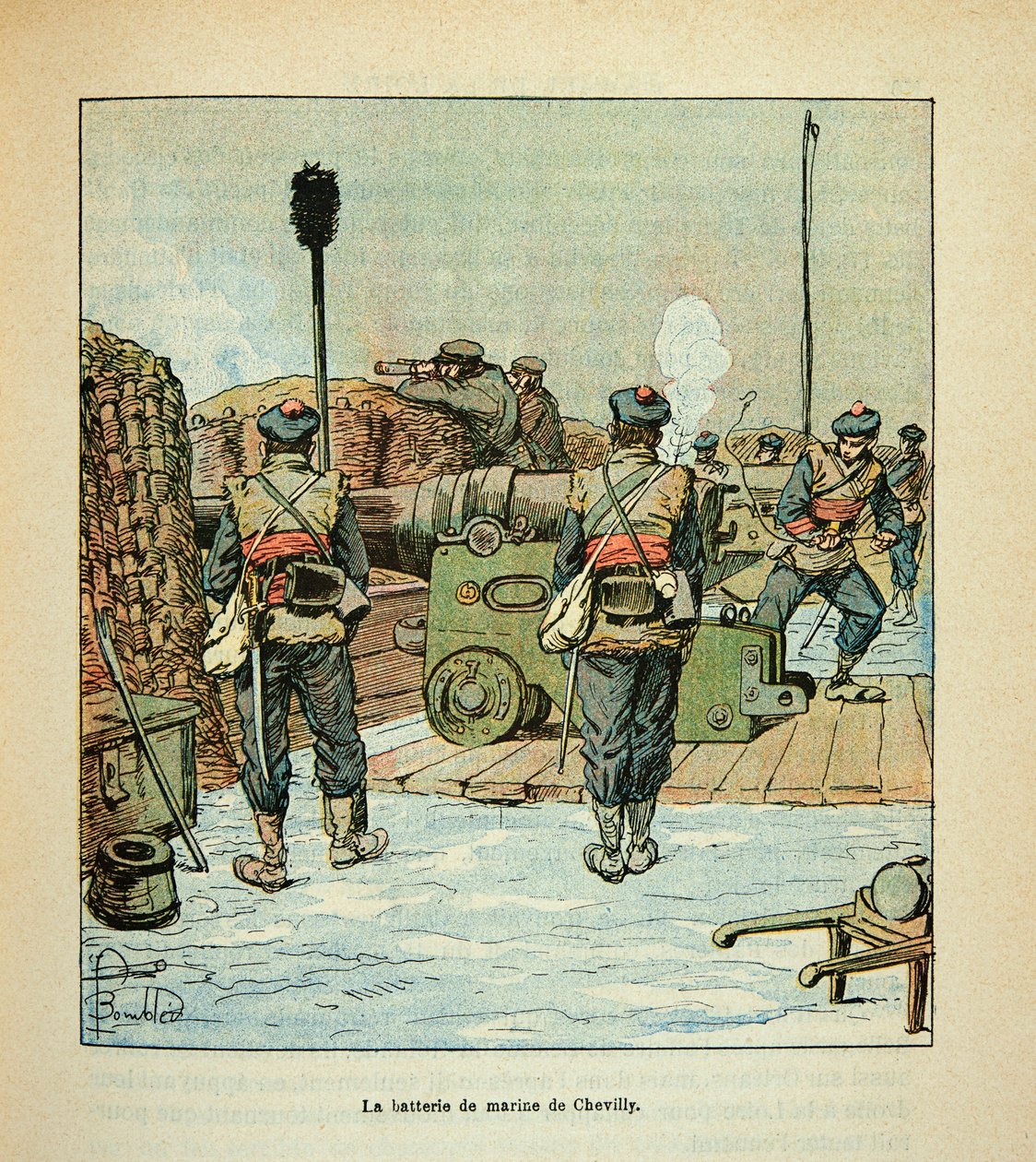 L'Armee de la Loire بقلم يوجين سيرجنت ، ديت جرينست ، مصور من قبل لويس بومبلد (1862-1927) (الحرب الفرنسية الألمانية ؛ حملة 1870-1871): البطارية البحرية أثناء قتال شيفيلي في ديسمبر 1870 ، مجموعة خاصة بواسطة تفجير لويس تشارلز
