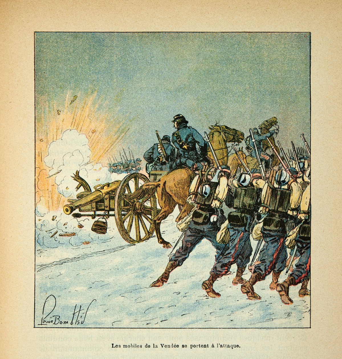 L'Armee de la Loire بقلم يوجين سيرجنت ، ديت جرينست ، رسمه لويس بومبليد (1862-1927) (الحرب الفرنسية الألمانية ؛ حملة 1870-1871): دوافع هجوم فيندي في ديسمبر 1870 ، مجموعة جزئية بواسطة تفجير لويس تشارلز