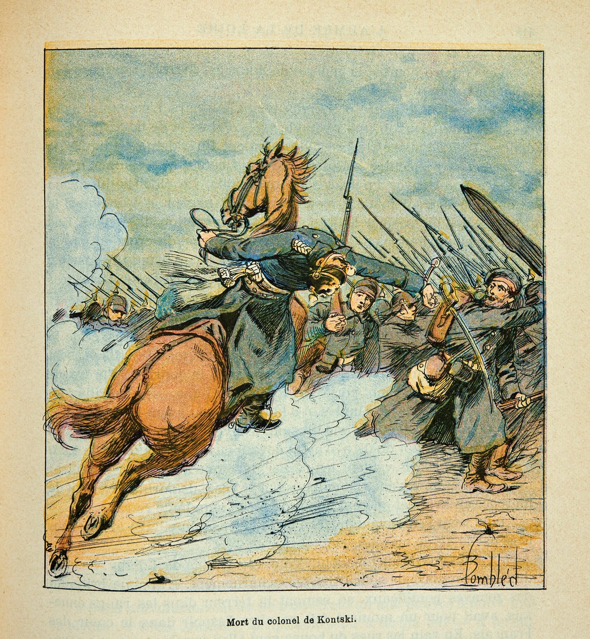 L'Armee de la Loire بقلم يوجين سيرجنت ، ديت جرينست ، رسمه لويس بومبلد (1862-1927) (الحرب الفرنسية الألمانية ؛ حملة 1870-1871): أثناء قتال بوبري في ديسمبر 1870 ، وفاة الكولونيل البروسي كونتسكي ، مجموعة خاصة بواسطة تفجير لويس تشارلز