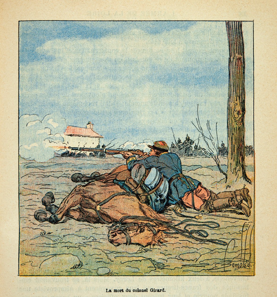 L'Armee de la Loire بقلم يوجين سيرجنت ، ديت جرينست ، رسمه لويس بومبلد (1862-1927) (الحرب الفرنسية الألمانية ؛ حملة 1870-1871): وفاة العقيد جيرارد أثناء قتال نوفيل أو بوا في نوفمبر 1870 ، مجموعة خاصة بواسطة تفجير لويس تشارلز