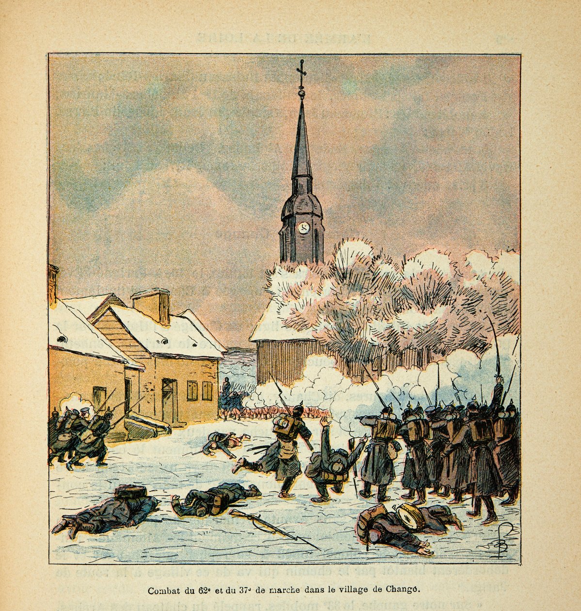 L'Armee de la Loire بواسطة Eugene Sergent ، dit Grenest ، رسمها لويس بومبليد (1862-1927) (الحرب الفرنسية الألمانية ؛ حملة 1870-1871): معركة 62 ، eme و 37 ، eme of March في قرية التغيير في يناير 1871 ، مجموعة جزئية بواسطة تفجير لويس تشارلز