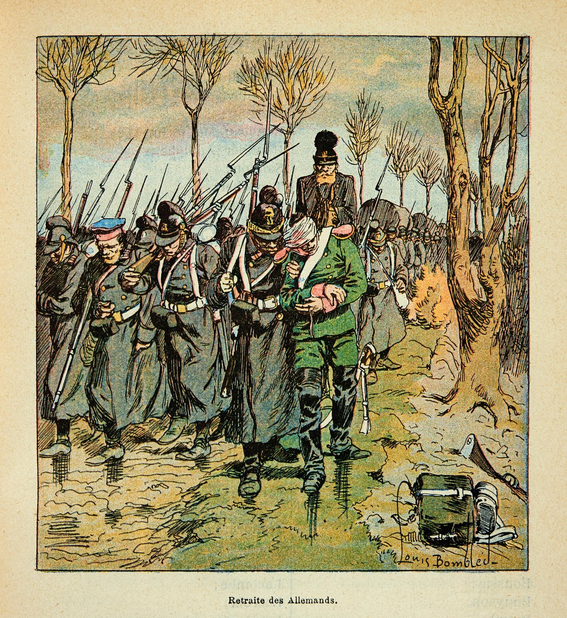 L'Armee de la Loire بقلم يوجين سيرجنت ، ديت جرينست ، رسمه لويس بومبلد (1862-1927) (الحرب الفرنسية الألمانية ؛ حملة 1870-1871): انسحاب الجيش الألماني بعد معركة كولميير في 9 نوفمبر 1870 ، خاص مجموعة بواسطة تفجير لويس تشارلز