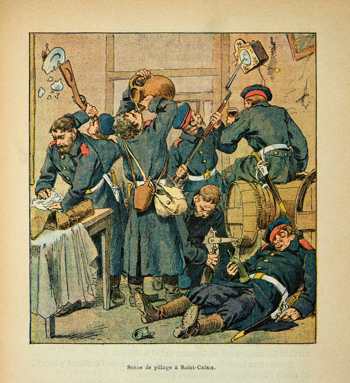 L'Armee de la Loire بقلم يوجين سيرجنت ، ديت جرينست ، رسمه لويس بومبلد (1862-1927) (الحرب الفرنسية الألمانية ؛ حملة 1870-1871): مشهد للنهب من قبل البروسيين في سانت كاليه في 25 ديسمبر بواسطة تفجير لويس تشارلز