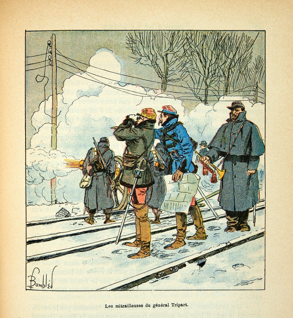 L'Armee de la Loire بقلم يوجين سيرجنت ، ديت جرينست ، مصور من قبل لويس بومبلد (1862-1927) (الحرب الفرنسية الألمانية ؛ حملة 1870-1871): المدافع الرشاشة للجنرال تريبارت ، مجموعة جزئية بواسطة تفجير لويس تشارلز