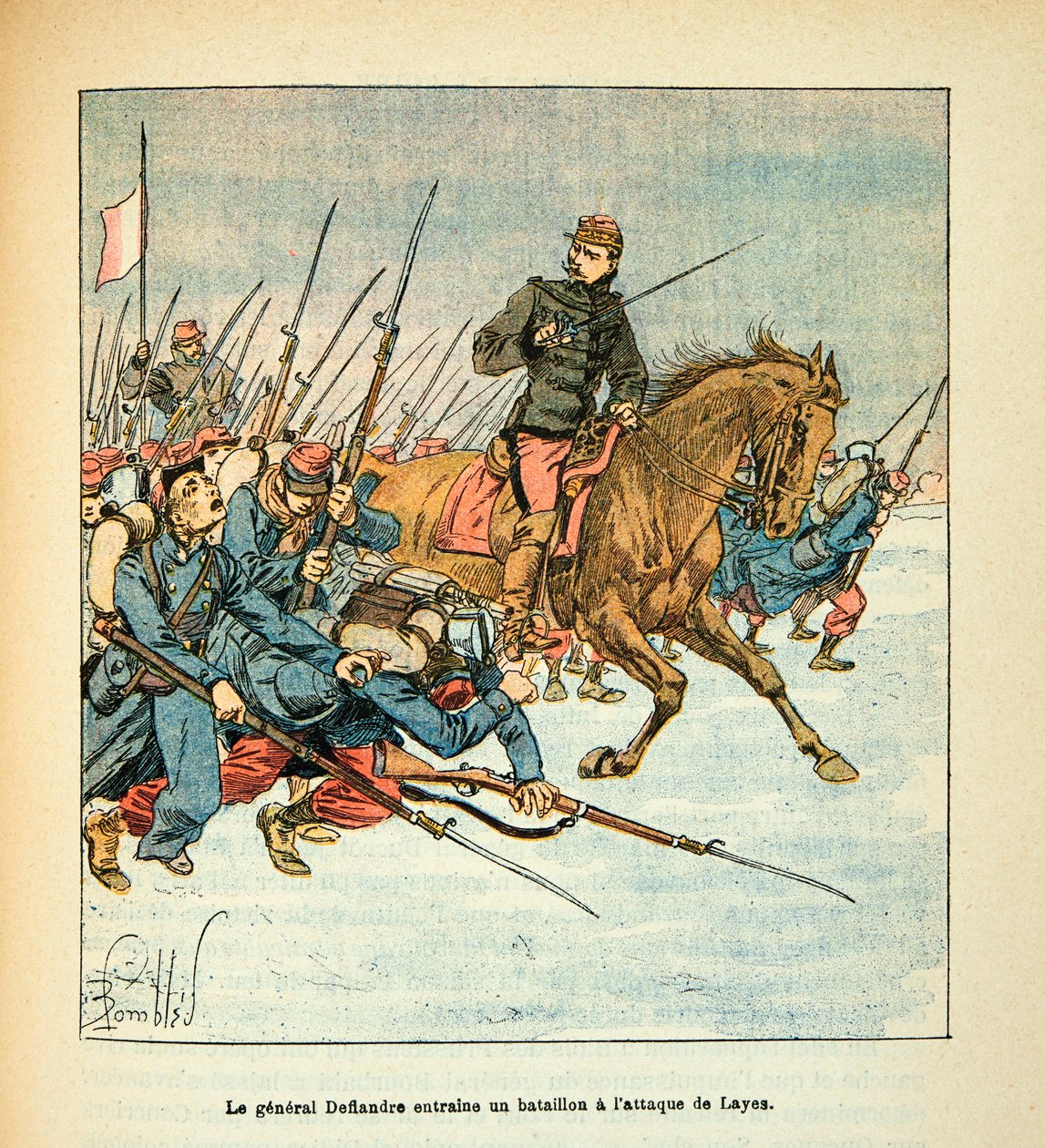 L'Armee de la Loire de Eugene Sergent ، dit Grenest ، رسمها لويس بومبلد (1862-1927) (الحرب الفرنسية الألمانية ؛ حملة 1870-1871): قام الجنرال ديفلاندر بتدريب كتيبة لمهاجمة Laye في ديسمبر 1870 ، مجموعة جزئية بواسطة تفجير لويس تشارلز