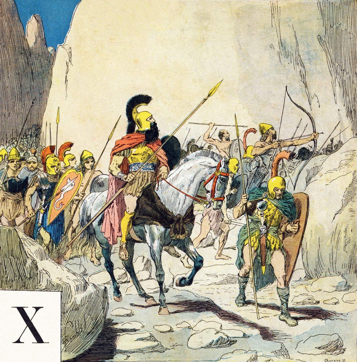 Letter X: Xenophon (430-355 BC), Greek military leader, and his army, "Je serai soldat”( Iwill be a soldier) - Military alphabet بواسطة تفجير لويس تشارلز