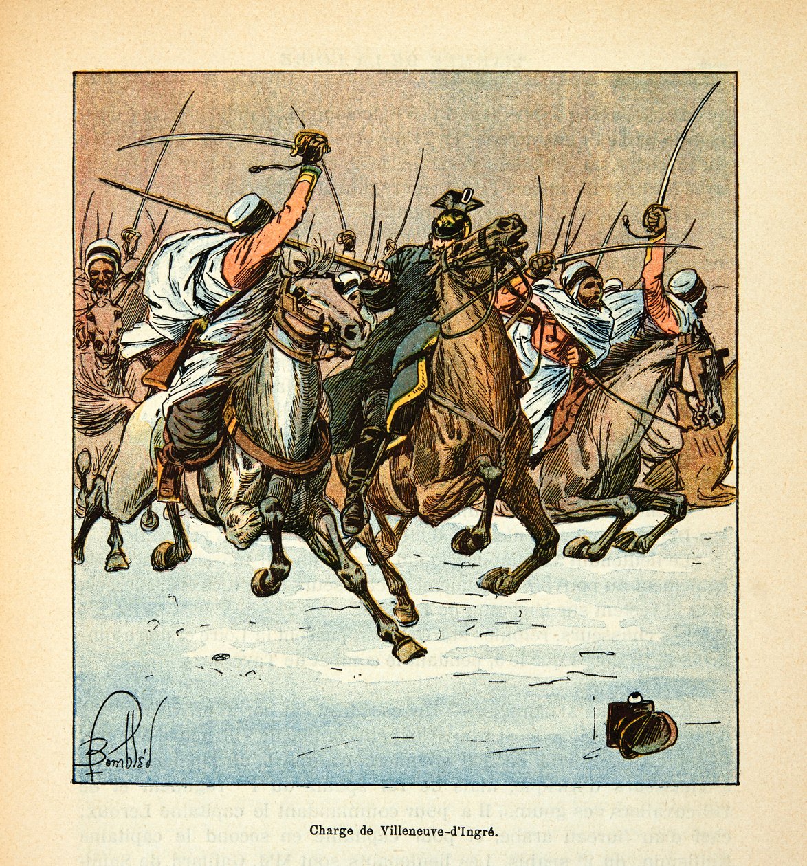 The Armee of the Loire بواسطة يوجين رقيب ، المعروف باسم Grenest ، رسمه لويس بومبلد (1862-1927) (الحرب الفرنسية الألمانية ؛ حملة 1870-1871): المسؤول عن الصيادين الأفارقة الثالث في معركة Villeneuve d'Ingre في 4 ديسمبر بواسطة تفجير لويس تشارلز