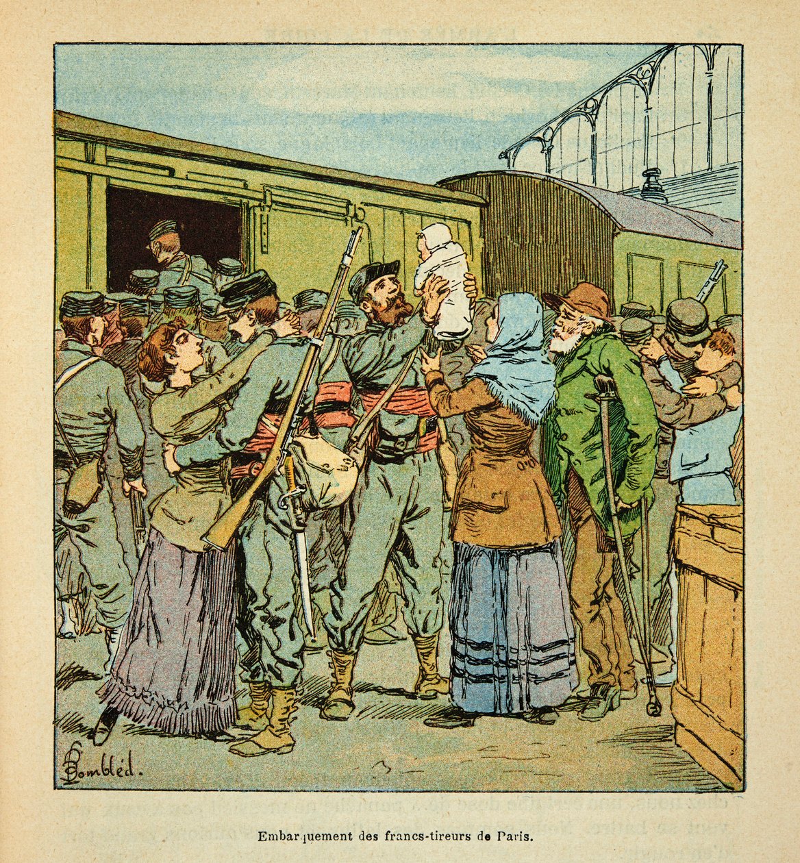 The Armee of the Loire بقلم يوجين سيرجنت ، المعروف باسم جرينست ، رسمه لويس بومبلد (1862-1927) (الحرب الفرنسية الألمانية ؛ حملة 1870-1871): صعود كتيبة فرانكس شواريرز في باريس إلى تشاتودون في أكتوبر. 1870 ، مجموعة خاصة بواسطة تفجير لويس تشارلز
