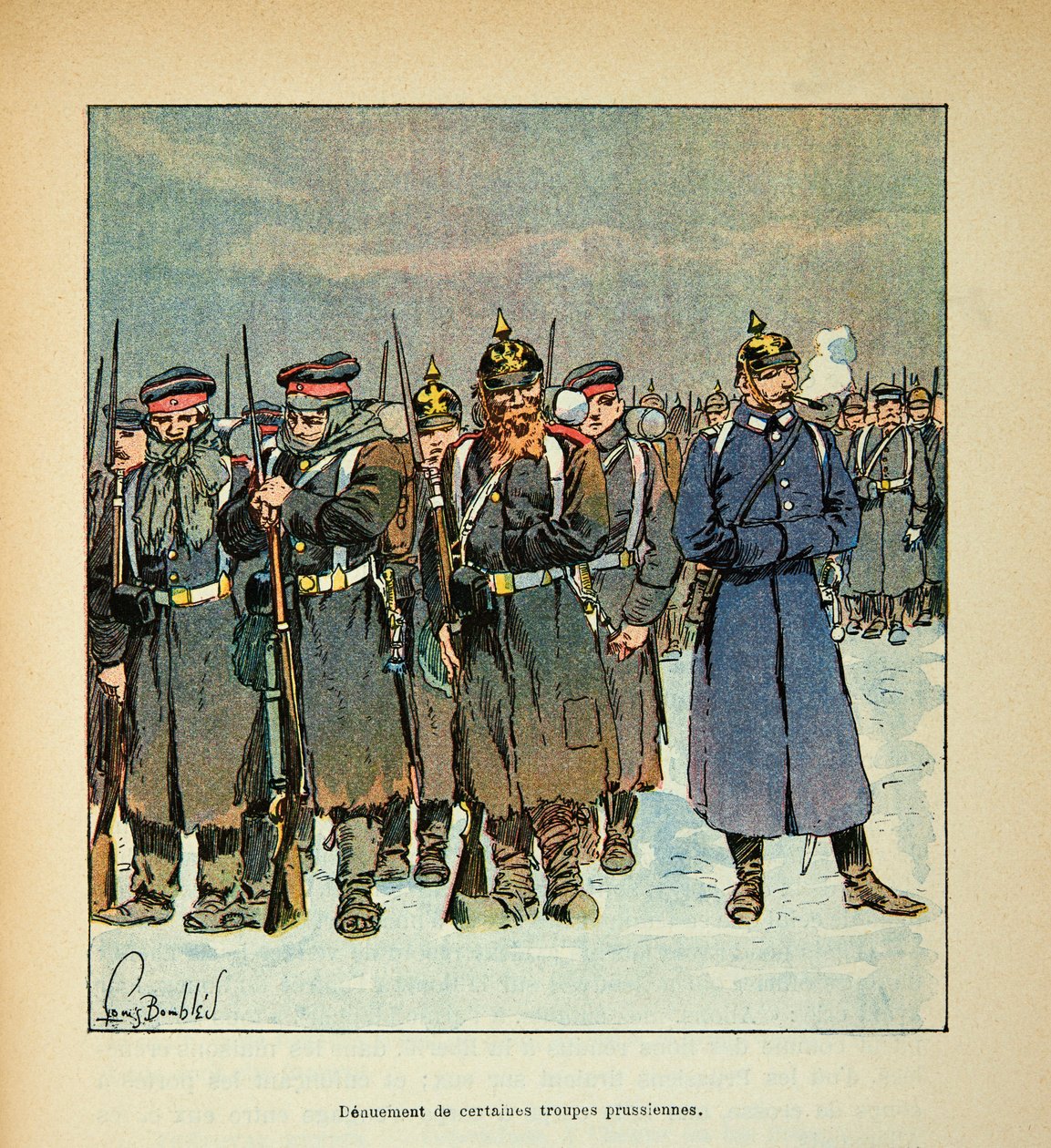The Armee of the Loire بقلم يوجين سيرجنت ، المعروف باسم جرينست ، رسمه لويس بومبلد (1862-1927) (الحرب الفرنسية الألمانية ؛ حملة 1870-1871): إبطال بعض القوات البروسية في 1870 ، مجموعة خاصة بواسطة تفجير لويس تشارلز