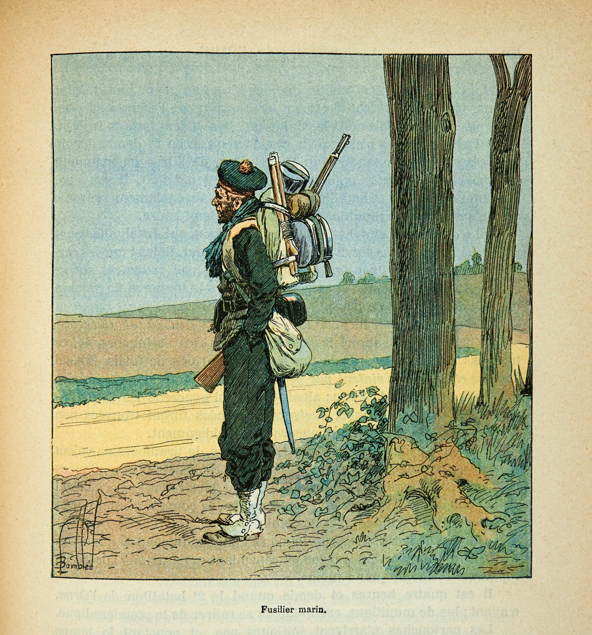 The Armee of the Loire بقلم يوجين سيرجنت ، المعروف باسم Grenest ، رسمه لويس بومبلد (1862-1927) (الحرب الفرنسية الألمانية ؛ حملة 1870-1871): Marine Fusilier في عام 1870 ، مجموعة خاصة بواسطة تفجير لويس تشارلز