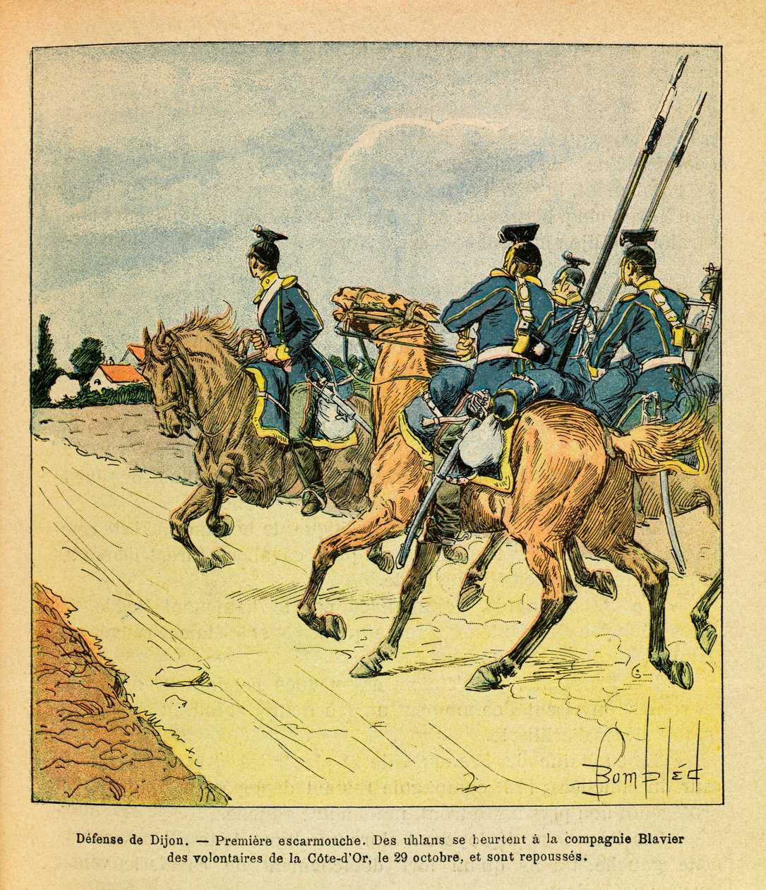 الجيش الشرقي ليوجين رقيب ، ديت جرينست ، رسمه لويس بومبلد (1862-1927) (الحرب الفرنسية الألمانية ؛ حملة 1870-1871): الدفاع عن ديجون في 29 أكتوبر بواسطة تفجير لويس تشارلز