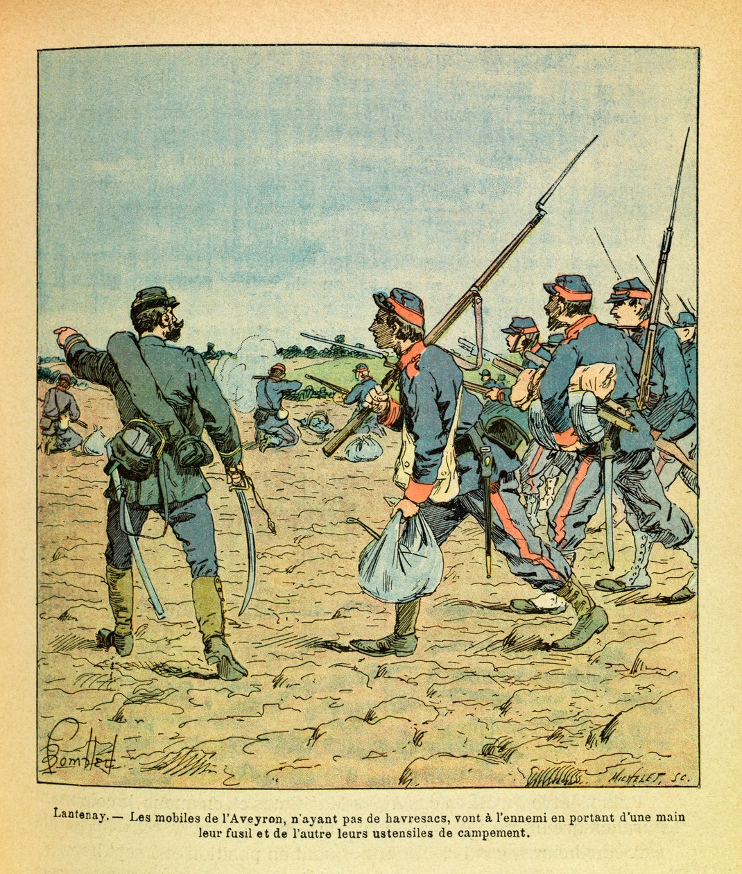 الجيش الشرقي ليوجين رقيب ، المعروف باسم جرينست ، رسمه لويس بومبلد (1862-1927) (الحرب الفرنسية الألمانية ؛ حملة 1870-1871): معركة لانتيناي في نوفمبر 1870 ، تذهب هواتف أفيرون المحمولة بدون ملاذ للعدو تحمل ri بواسطة تفجير لويس تشارلز