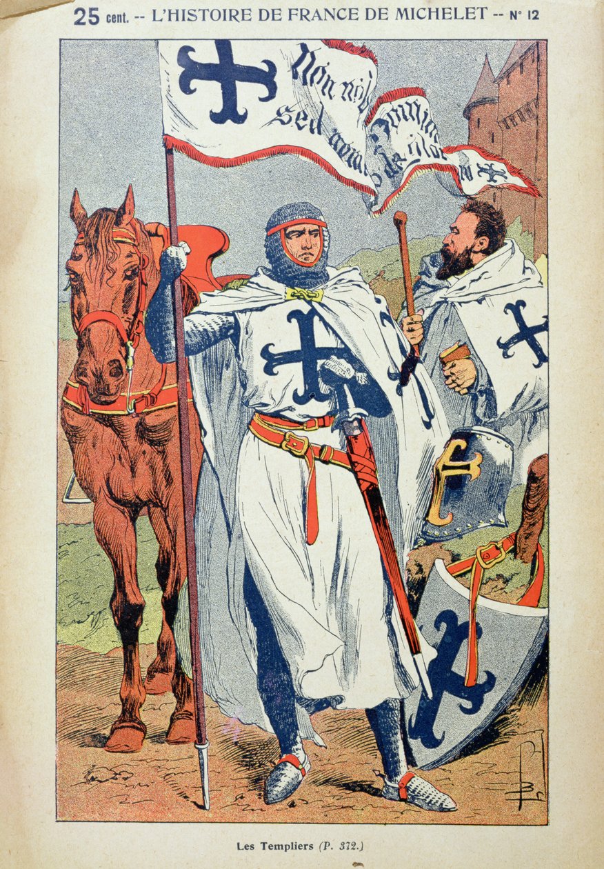 فرسان الهيكل ، رسم توضيحي من "هيستوار دي فرانس" بقلم جول ميشيلت (1798-1874) c.1900 بواسطة تفجير لويس تشارلز