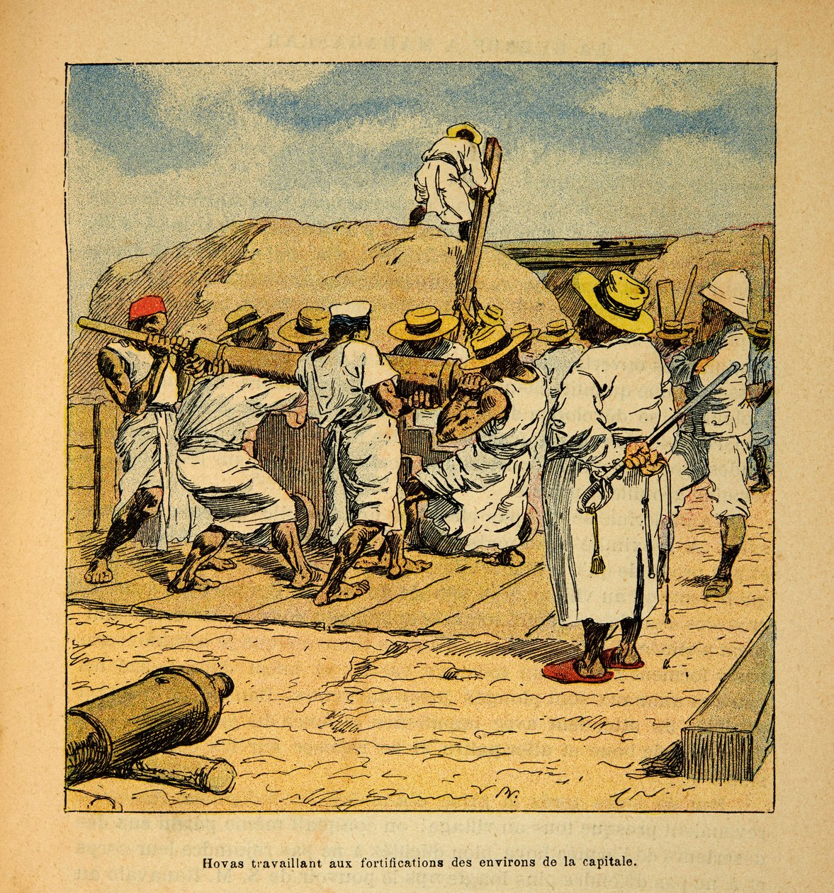 الحرب في مدغشقر - التاريخ القصصي للبعثات الفرنسية 1885-1895 بقلم هنري جالي ديت غالليشيت (1854-1922) ، رسمها لويس بومبلد (1862-1927): عمل هوفاس في تحصينات العاصمة في عام 1895 ، مجموعة خاصة بواسطة تفجير لويس تشارلز