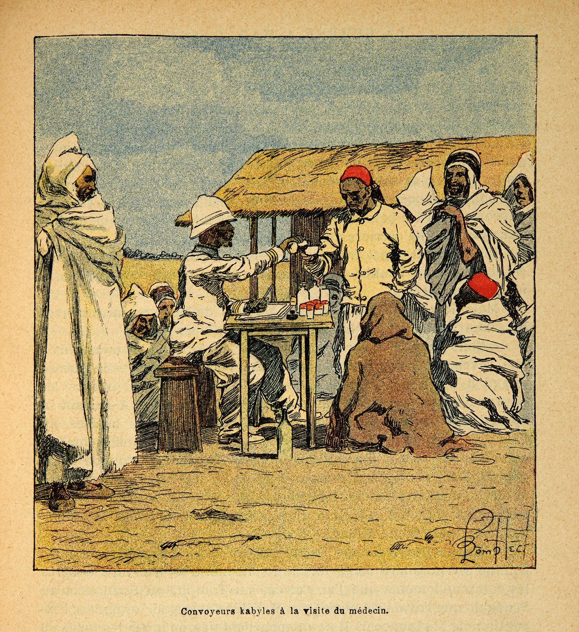 الحرب في مدغشقر - التاريخ القصصي للبعثات الفرنسية 1885-1895 بقلم هنري جالي ديت جاليشيت (1854-1922) ، مصور من قبل لويس بومبلد (1862-1927): قوافل القبائل زيارة لطبيب عسكري ، مجموعة خاصة بواسطة تفجير لويس تشارلز