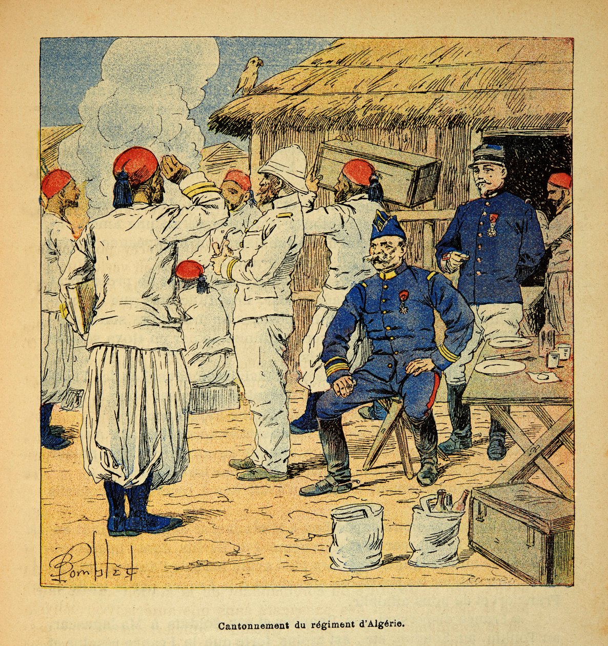الحرب في مدغشقر - التاريخ القصصي للبعثات الفرنسية 1885-1895 بواسطة هنري جالي ديت جاليشيت (1854-1922) ، مصور من قبل لويس بومبلد (1862-1927): كانتون فوج الجزائر خلال الحملة الفرنسية إلى مدغشقر في عام 1895 ، ص بواسطة تفجير لويس تشارلز
